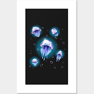 Cute jellyfish cartoon character design Posters and Art